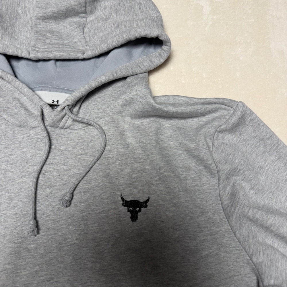Under Armour Mens Project Rock Hoodie Size XL Gray Loose Fit Blood Sweat Respect - Picture 4 of 16